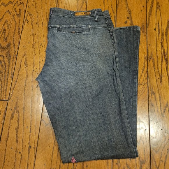 VOLCOM Junior's Jeans Dark Wash Denim Flare (Size 13) - Picture 1 of 11